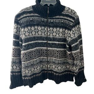 Icewear Icelandic Pure New Wool Full-Zip Cardigan XL Nordic Fair Isle Gorpcore